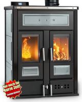 Klover BI-FIRE MID Kombi Kaminofen Holz Pellet wasserführend Keramik silber 27,4 kw